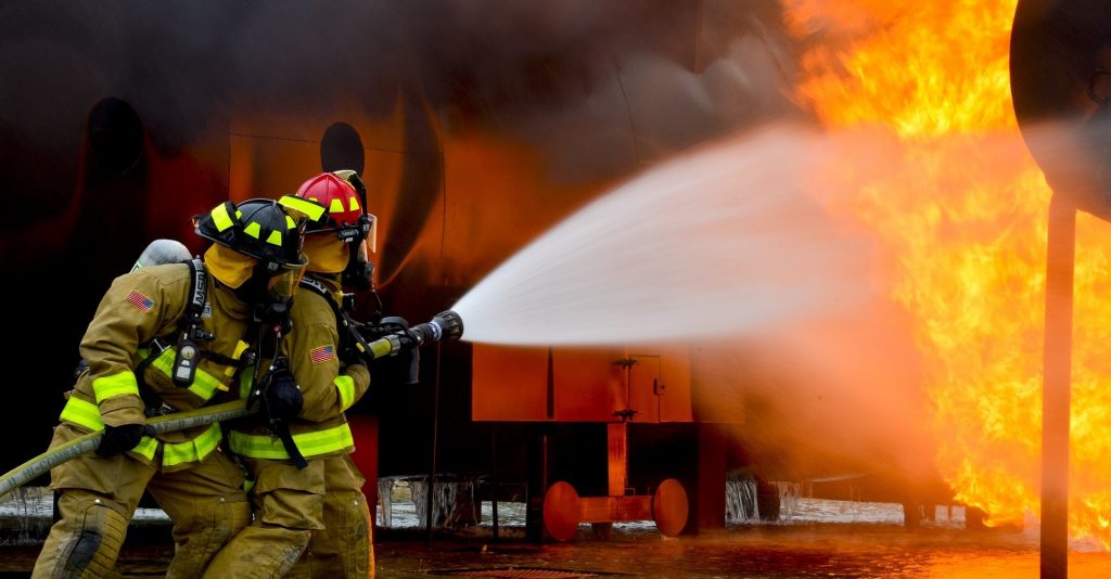 firemen extinguish fire