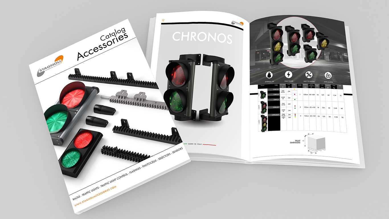 Accessories and traffic lights catalog for loading docks